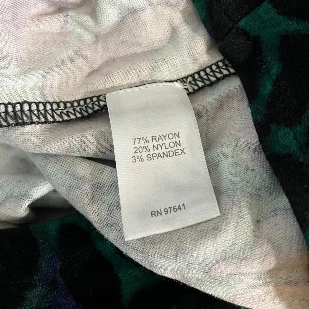 NWT J.Jill Medium Green Black Leopard Print Maxi Shift Dress Long Sleeve Size M